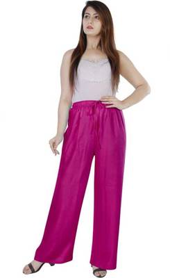 Pink plain rayon palazzo pants 2