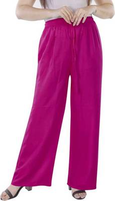 Pink plain rayon palazzo pants 4