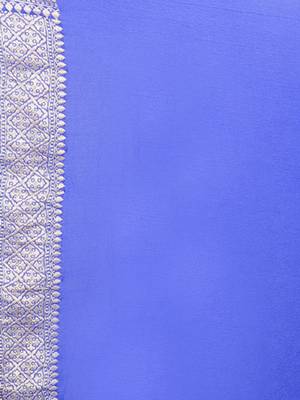 Royal Blue Multicolor Pure Chiffon Banarasi Silk Saree 3