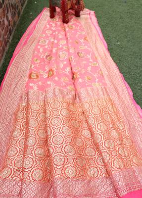 Respberry Multicolor Pure Chiffon Banarasi Silk Saree 1