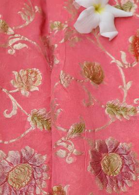 Respberry Multicolor Pure Chiffon Banarasi Silk Saree 2