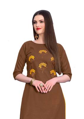 Coffee embroidered silk ethnic-kurtis 2