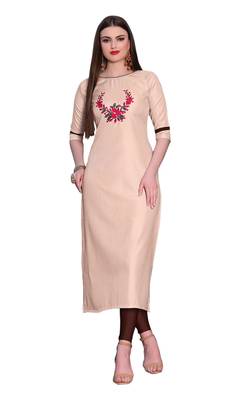 Cream embroidered silk ethnic-kurtis 1