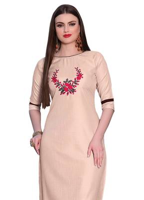 Cream embroidered silk ethnic-kurtis 2