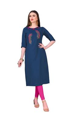 Blue embroidered silk ethnic-kurtis 1