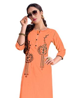 Peach embroidered silk ethnic-kurtis 2