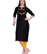 Black embroidered silk ethnic-kurtis