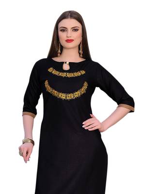 Black embroidered silk ethnic-kurtis 2