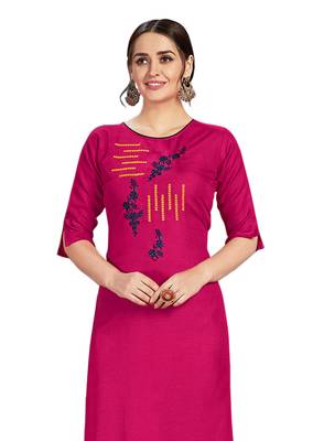 Rani-pink embroidered silk ethnic-kurtis 2