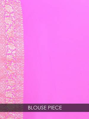 Pink Multicolor Pure Chiffon Banarasi Silk Saree 3