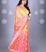Multicolor Pure Chiffon Banarasi Silk Saree