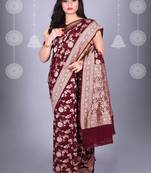 Maroon Pure Chiffon Banarasi Silk Saree
