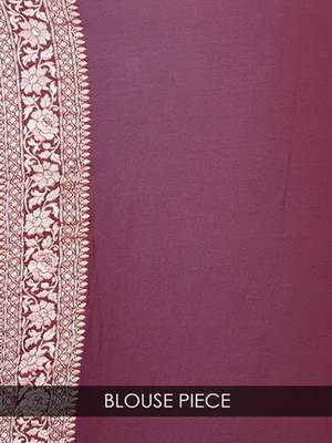 Maroon Pure Chiffon Banarasi Silk Saree 3
