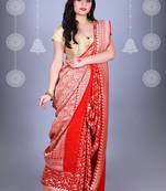 Red Pure Chiffon Banarasi Silk Saree