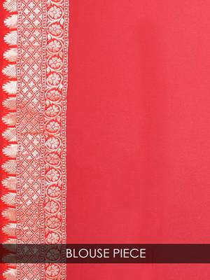 Red Pure Chiffon Banarasi Silk Saree 3