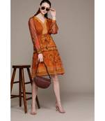 Label Ritu Kumar Yellow Label Full Sleeve Printed Short Dress