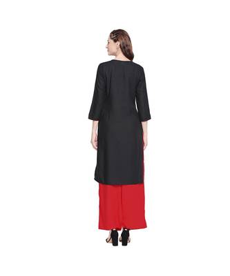 Rayon Black Embroidered Kurta Palazzo Set 3