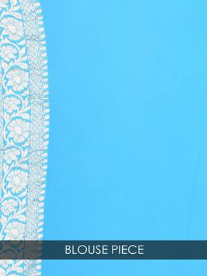 SKY BLUE Pure Chiffon Banarasi Silk Saree 3