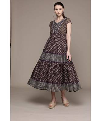 Label Ritu Kumar Blue Half Sleeves Indigo Long Dress 1