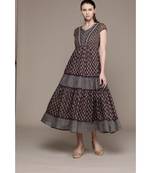 Label Ritu Kumar Blue Half Sleeves Indigo Long Dress