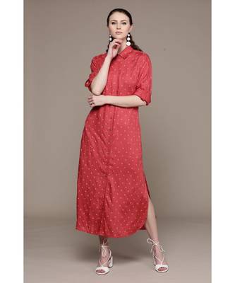  Pink Full Sleeves Long Dress With Camisole by LABEL 1