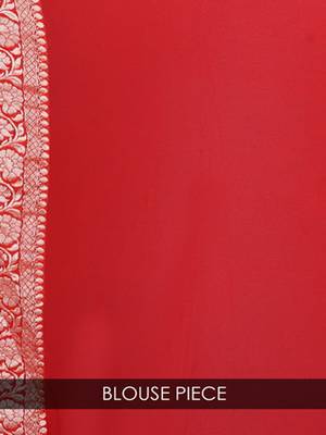 RED Pure Chiffon Banarasi Silk Saree 3
