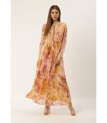 Label Ritu Kumar Pink Full Sleeves Floral Long Dress