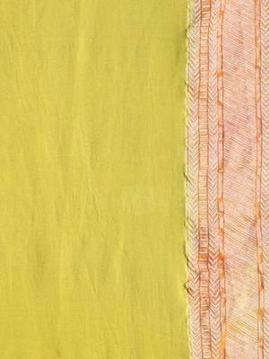 Yellow Multicolor Pure Chiffon Banarasi Silk Saree 4