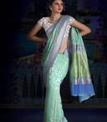 Sky Blue Pure Chiffon Banarasi Silk Saree