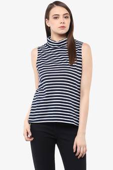 Be In Line Striped Turtle Neck Top