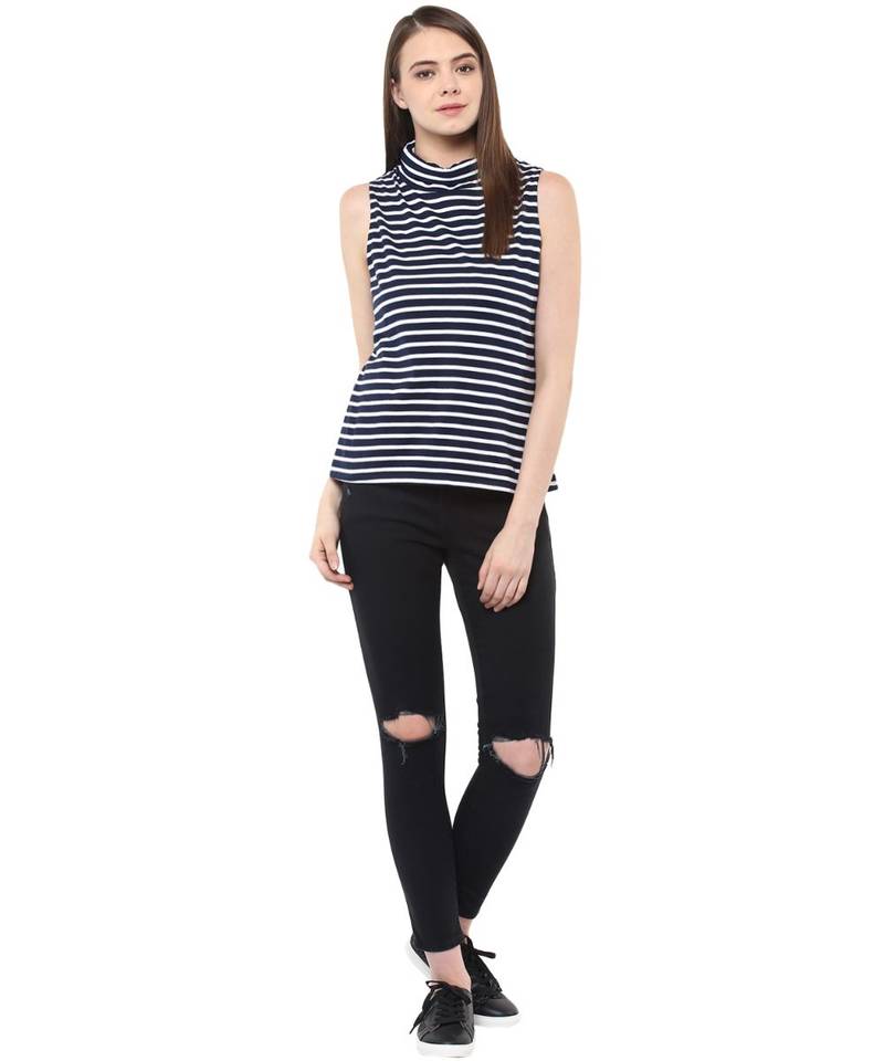 Be In Line Striped Turtle Neck Top
