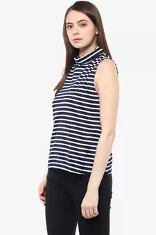 Be In Line Striped Turtle Neck Top