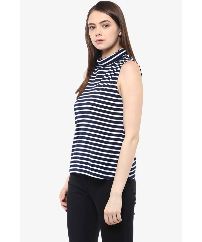 Be In Line Striped Turtle Neck Top