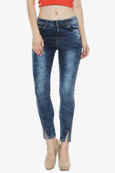 Slant Cut High Rise Brim Jeans