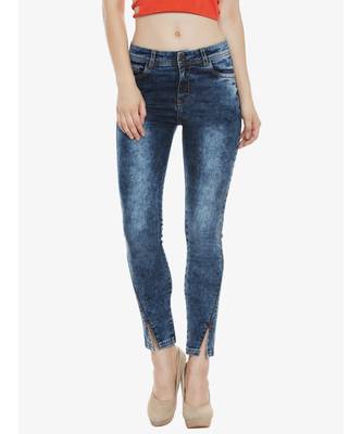 Slant Cut High Rise Brim Jeans 1