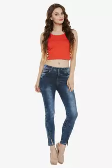 Slant Cut High Rise Brim Jeans