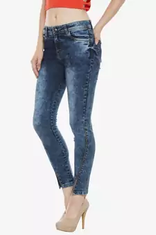 Slant Cut High Rise Brim Jeans