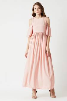 Breezy Meadow Cold Shoulder Maxi Dress