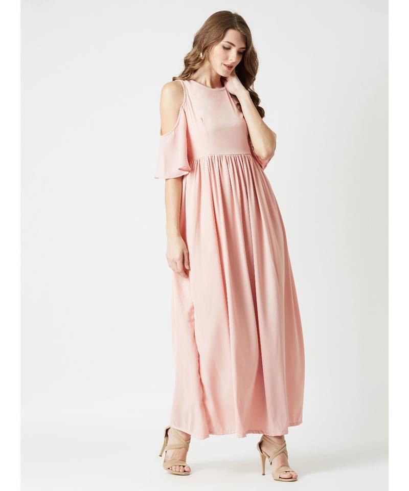Breezy Meadow Cold Shoulder Maxi Dress