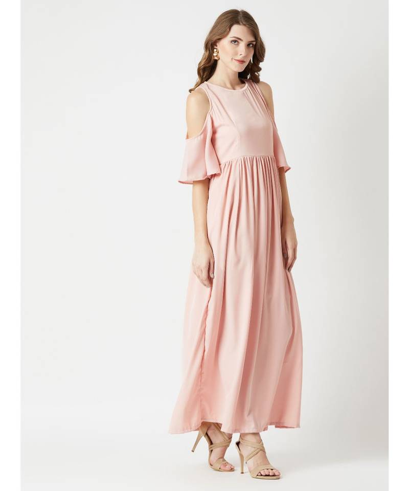 Breezy Meadow Cold Shoulder Maxi Dress