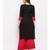 Women's Floral Print Straight Cotton Bland Red & Black Kurti