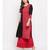 Women's Floral Print Straight Cotton Bland Red & Black Kurti