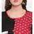 Women's Floral Print Straight Cotton Bland Red & Black Kurti