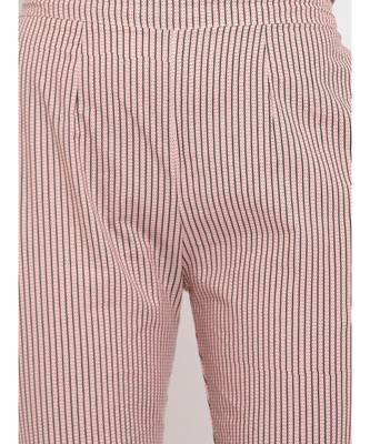 Women'S Printed/Handwork Straight Cotton Light Pink Kurti With Palazzo 5