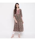 Women'S Kalamkari Prind/Hand Work Anarkali Cotton Green Kurti With Palazzo