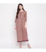 Women'S Kalamkari Prind/Hand Work Anarkali Cotton Brown Kurti With Palazzo