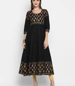 G COLLECTION Black printed cotton cotton-kurtis