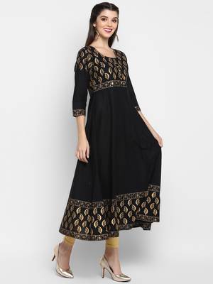  Black printed cotton cotton-kurtis 2
