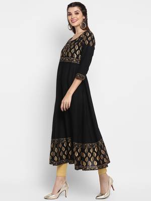  Black printed cotton cotton-kurtis 3