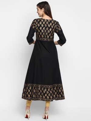 Black printed cotton cotton-kurtis 4